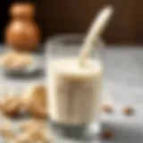 Nutritional Aspects of Oat Milk Oat milk in a glass with oats and nuts