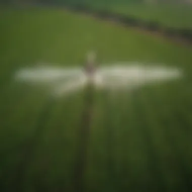 Pesticide Application in Agriculture Aerial view of agricultural fields with pesticide application