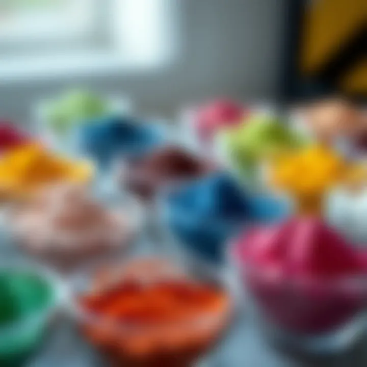 An array of ceramic additives in small bowls, highlighting their different colors