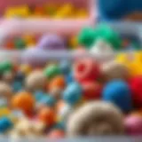 Colorful sensory bins filled with various textured materials for tactile engagement.