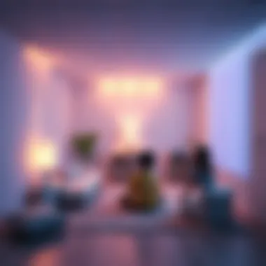 Calming Sensory Space A serene environment with soft lighting and calming sounds for sensory relaxation.