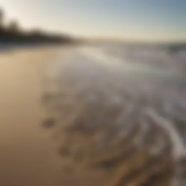 Sediment transport illustrated by the movement of sand along the shoreline