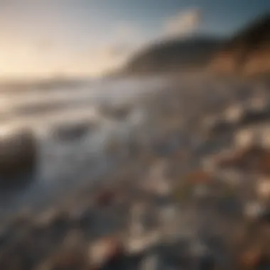 Coastal Landscape Affected by Plastic Pollution Scenic coastal landscape littered with plastic debris
