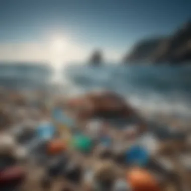 Marine Life and Plastic Waste Interaction Marine life interacting with plastic waste in the ocean