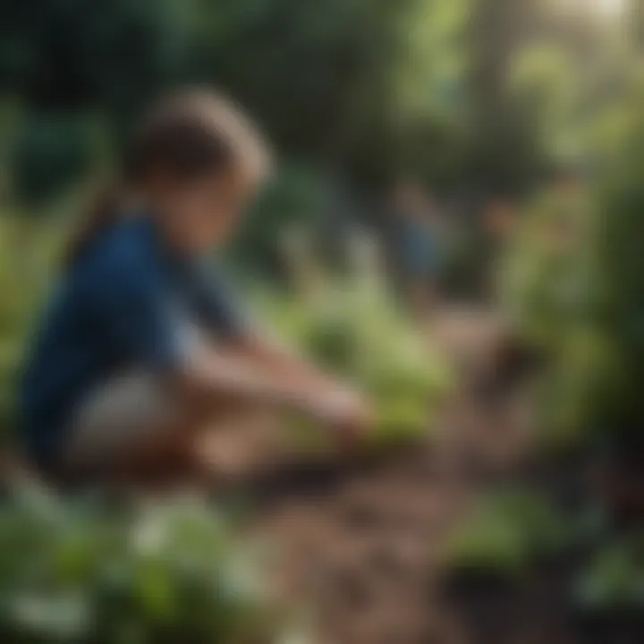 Students engaged in a gardening activity as part of environmental education