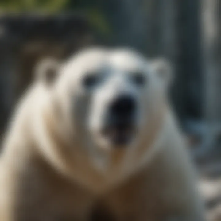 Polar bear exhibiting natural behavior in a zoo