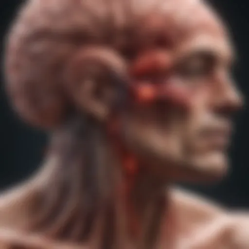 Conceptual illustration of the brain with inflammation markers