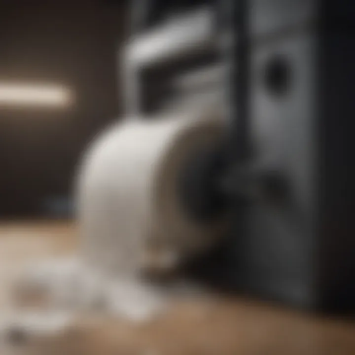 A close-up view of a shredding machine in action, illustrating the precision of cutting paper.