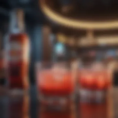 Trendy nightlife scene with Red Bull cocktails