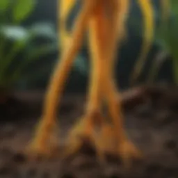 Turmeric plant showcasing vibrant yellow roots