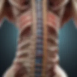 Illustration of spinal anatomy highlighting areas affected by ankylosis