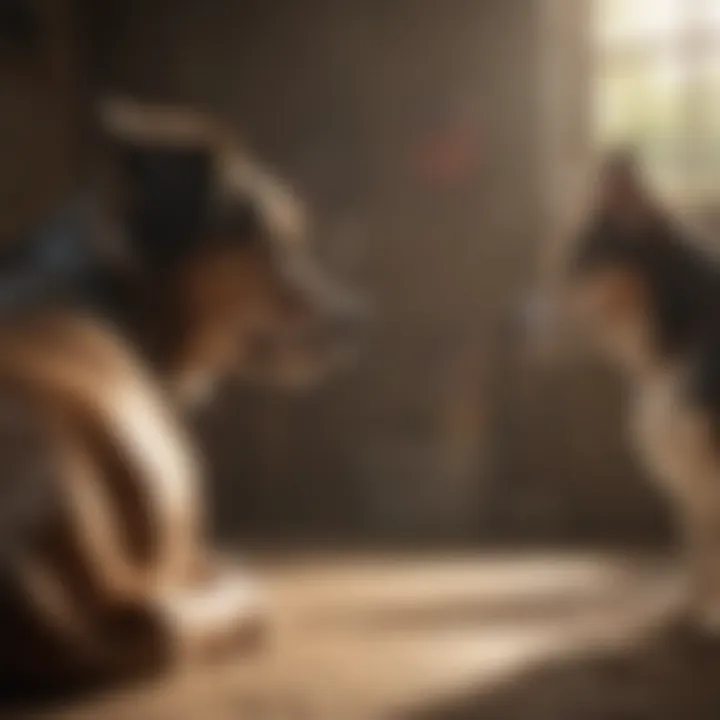 A pet owner engaging with a dog demonstrating focus issues