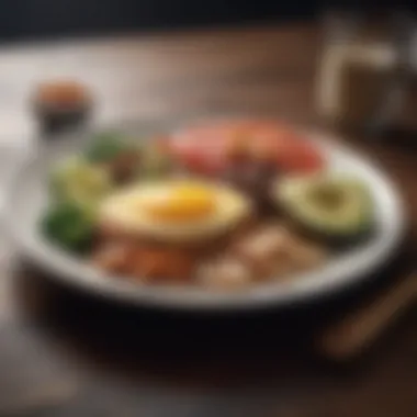 Balanced Meal with Healthy Fats A plate showcasing a balanced meal rich in healthy fats.