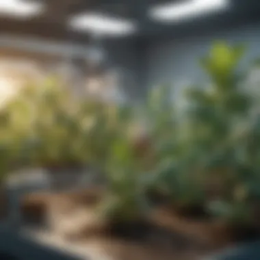 Genetically Modified Crops in Laboratory Conceptual illustration of genetically modified crops in a laboratory setting.