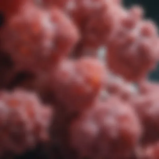 A close-up view of lung alveoli highlighting surfactant accumulation