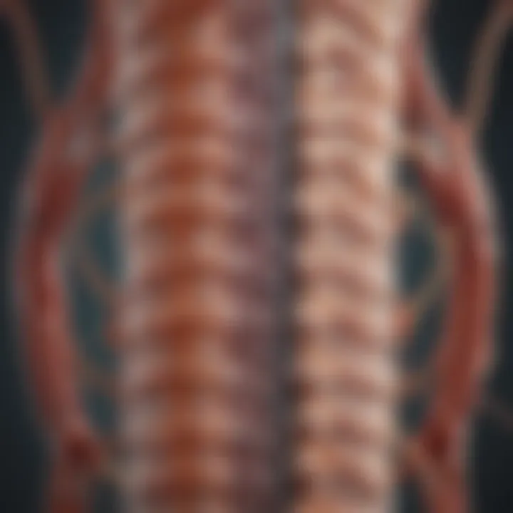 Illustration depicting the anatomy of the spinal cord and surrounding membranes