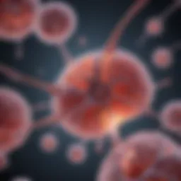 Illustration depicting stem cells interacting with lung tissue.