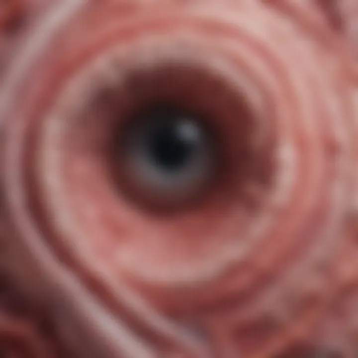 Histological view of eosinophilic infiltration in the esophagus