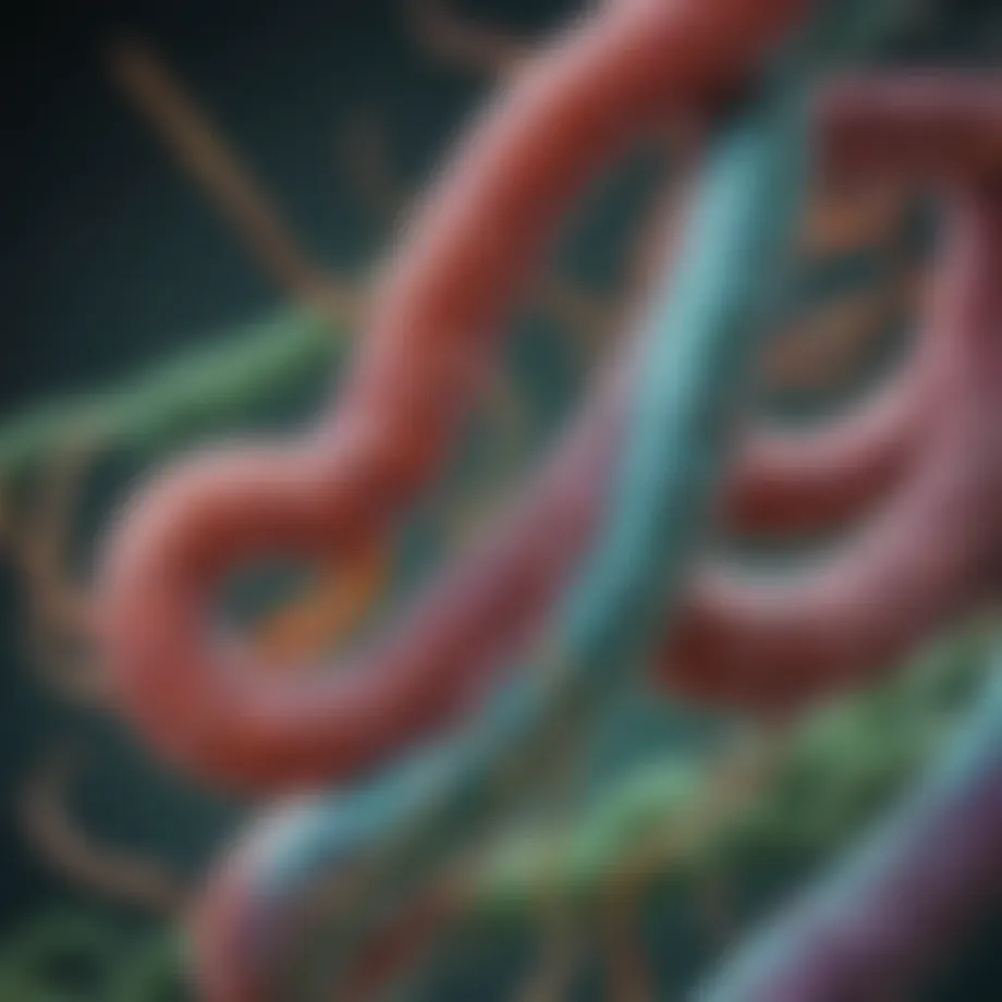 Microscopic view of Helicobacter pylori bacteria