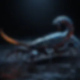 Fluorescent scorpion illuminated under black light