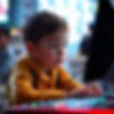 A child engaged in a video game that enhances reading skills