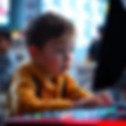 A child engaged in a video game that enhances reading skills