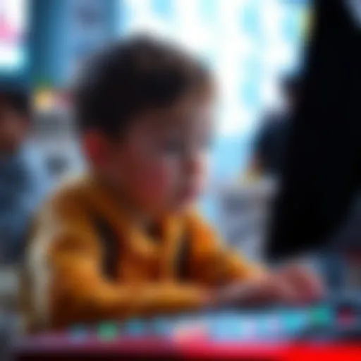 A child engaged in a video game that enhances reading skills