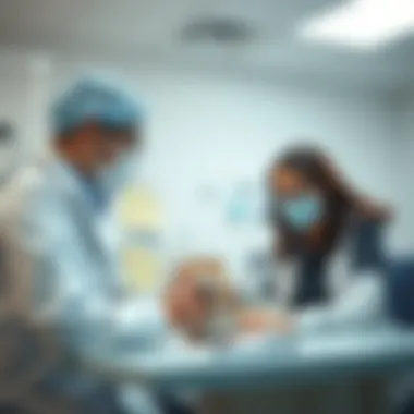 Veterinary Consultation for Hamster Health Veterinarian consulting with a pet owner about hamster care