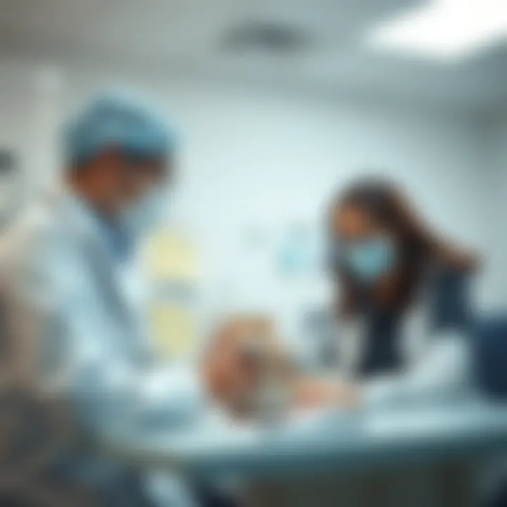 Veterinary Consultation for Hamster Health Veterinarian consulting with a pet owner about hamster care